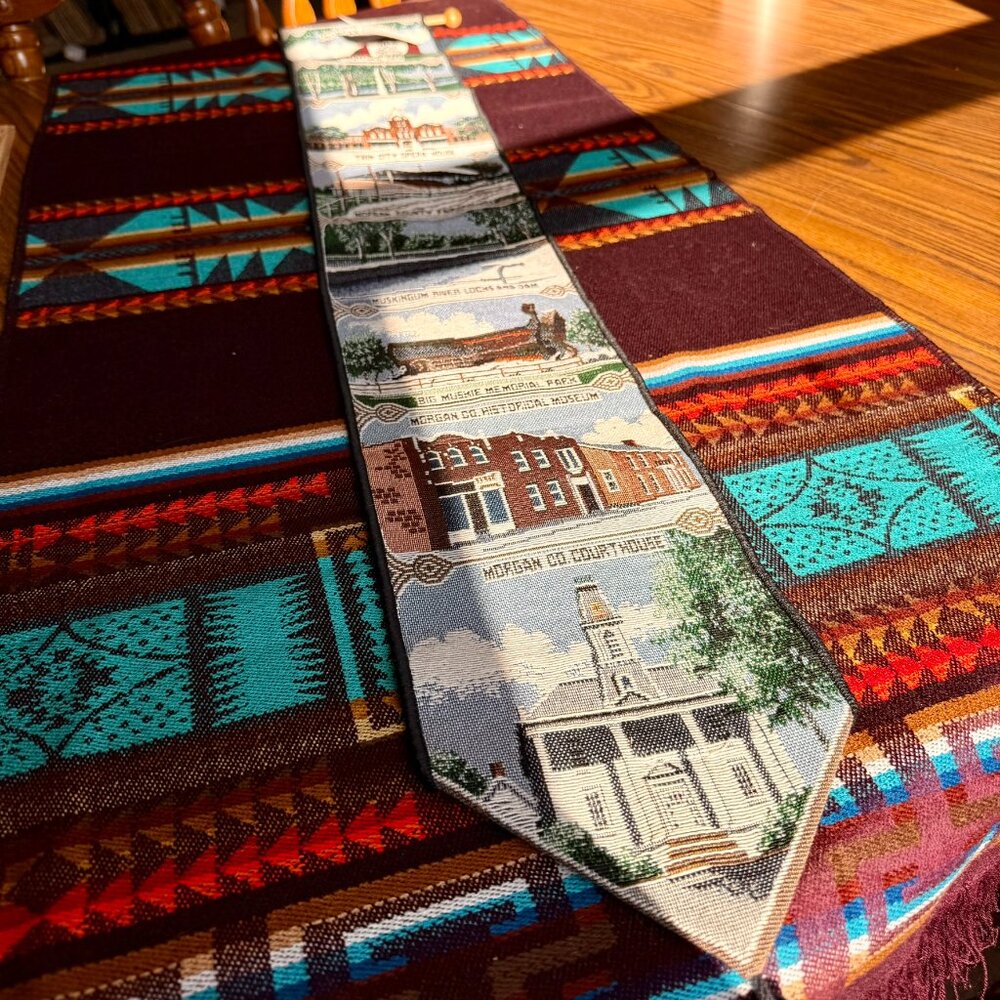 Vintage Morgan County Landmarks Wall Hanging Tapestry Bellpull - Still Has Tags